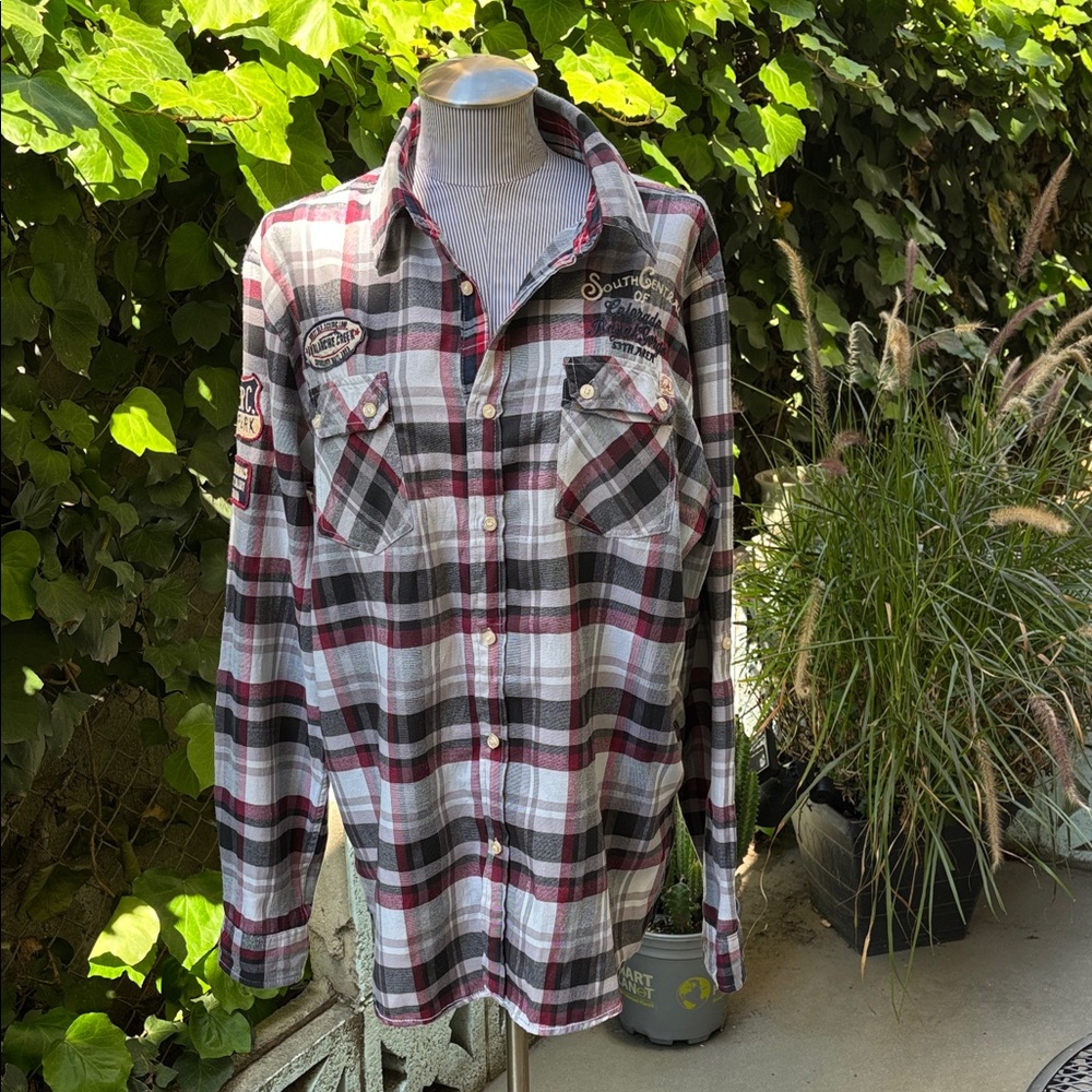 Alcott Aspen Black and Red Plaid Button Down Shirt Affliction
